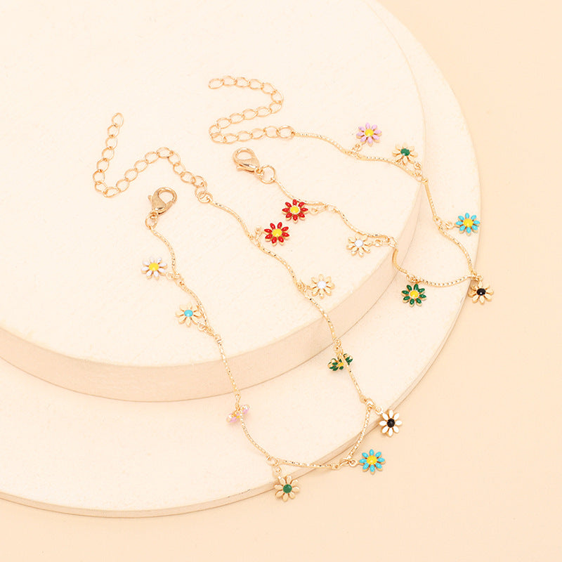 Wholesale Drip Oil Sunflower Copper Bracelet